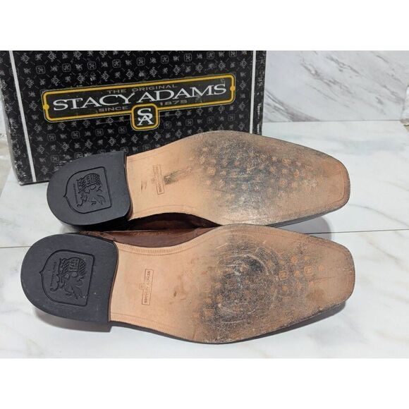 Stacy Adams Men's Brown Trevisco Tobacco Croc Embossed Leather Tie Oxford Size 1 - Picture 7 of 9